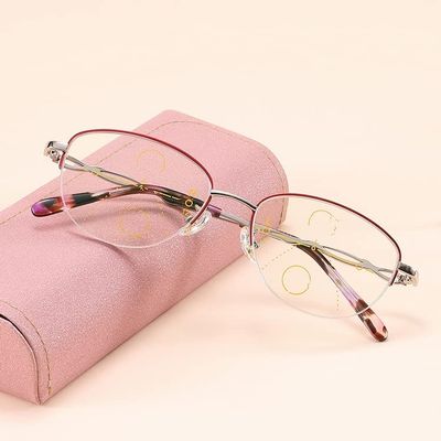 FREAZE Red Half Frame Eyeglasses Fashion Women Reading Glasses Multifocus Computer Readers Sturdy Metal Hinge Light Weight 3.0x (Color : Silver, Size : +3.5)