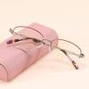 FREAZE Red Half Frame Eyeglasses Fashion Women Reading Glasses Multifocus Computer Readers Sturdy Metal Hinge Light Weight 3.0x (Color : Silver, Size : +3.5) view 1