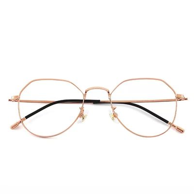 FREAZE Rose Gold Frame Eyeglass For Women Fashion Multilateral Reading Glasses Light Weight Titanium Eyeglasses Comfort Sturdy (Color : Rose Gold, Size : 0.5x)