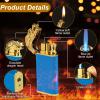 Cool Dual Flame Dragon Lighter,Outdoor Windproof Dragon Torch Lighter,Switchable Soft/Jet Flame Lighter,Double Flame Refillable Butane Lighter,Cool Lighter Creative Gift for Men Blue Without Butane view 2