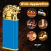 Cool Dual Flame Dragon Lighter,Outdoor Windproof Dragon Torch Lighter,Switchable Soft/Jet Flame Lighter,Double Flame Refillable Butane Lighter,Cool Lighter Creative Gift for Men Blue Without Butane view 4