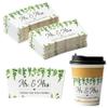 Haooryx Wedding Coffee Cups Sleeves - 50Pcs Eucalyptus Greenery Coffee Tea Cold Drinks Beverage Cup Sleeves Holder Disposable Greenery Kraft Paper Kit 12oz & 16oz Wedding Anniversary Party Supplies view 1