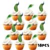 18pcs Green Glitter Peacock Feather Dessert Cupcake Topper Zoo Bird Peacock Theme Decorations Happy Birthday Party Decor Supplies view 3