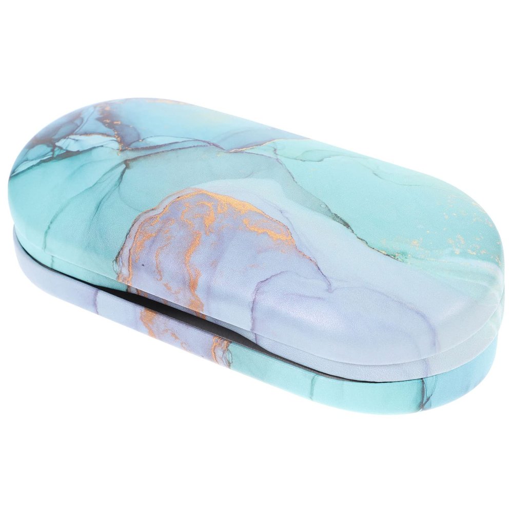 2 in 1 Double Sided Eyeglasses Cases Marble Print Glasses Case with Mirror Tweezer Portable Glasses Box for Glasses Sunglasses