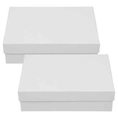 SEWACC 2pcs Kraft Paper Box with Lid Rectangle Paper Boxes for Birthday Wedding 2023 New Year Valentines Easter Party