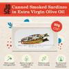 Smoked Small Sardines in Extra Virgin Olive Oil by Jose Gourmet, Wild Caught Portuguese Sardines, Canned Fish in Olive Oil, Omega 3, Fair Trade, 125g Can, Pack of 3 view 3