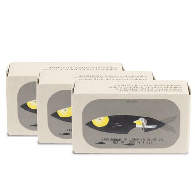Canned Sardines with Lemon and Olive Oil by Jose Gourmet, Wild Caught Portuguese Sardines, Canned Fish in Olive Oil, Omega 3, Fair Trade, 125g Can, Pack of 3