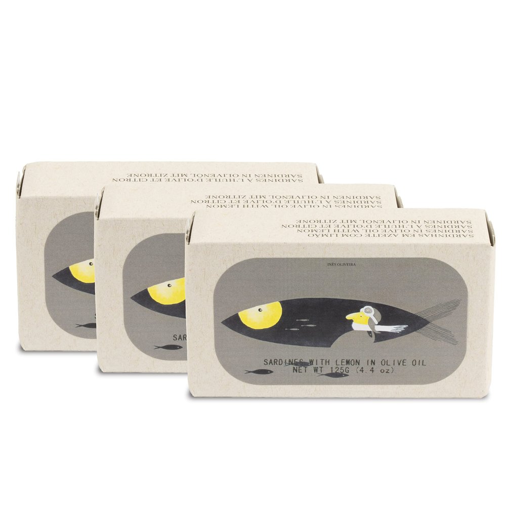 Canned Sardines with Lemon and Olive Oil by Jose Gourmet, Wild Caught Portuguese Sardines, Canned Fish in Olive Oil, Omega 3, Fair Trade, 125g Can, Pack of 3