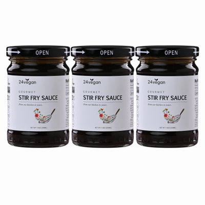 24Vegan - All Natural Vegan Stir Fry Sauce for Cooking and Dipping | Gluten Free, Non-GMO, No MSG Added, (7.5 oz x 3 Pack)