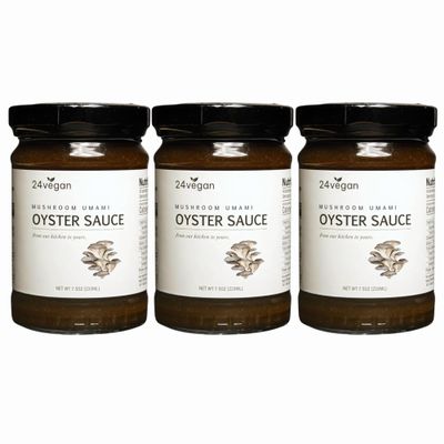 24 Vegan All Natural Non-GMO Vegan Oyster Sauce - NO MSG ADDED - 7.5oz - Oyster Sauce for marinades or stir fry - 3 PACK