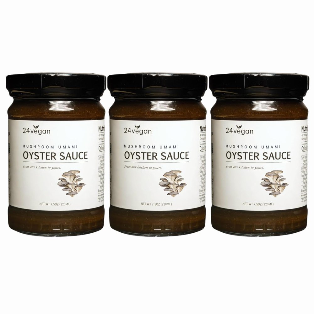 24 Vegan All Natural Non-GMO Vegan Oyster Sauce - NO MSG ADDED - 7.5oz - Oyster Sauce for marinades or stir fry - 3 PACK