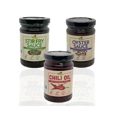 24Vegan Sauce Sampler Pack - Vegan - All Natural - Certified - Non GMO - No MSG - 7.5oz - Stir Fry and Dipping Sauce - 3 PACK
