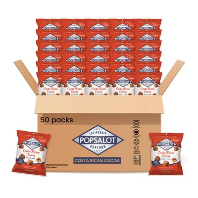Popsalot - Gourmet Popcorn | Flavored Popcorn | Oven-Baked | Gluten-Free | Air-Popped | Multi-Pack (Costa Rican Cocoa, Pack of 50)