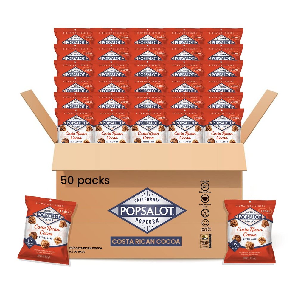 Popsalot - Gourmet Popcorn | Flavored Popcorn | Oven-Baked | Gluten-Free | Air-Popped | Multi-Pack (Costa Rican Cocoa, Pack of 50)
