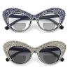 2pcs Transition Photochromic Bifocal Reading Glasses for Women rhinestone Cat Eye Magnifier Presbyopia Sunglasses Readers (2pcs-black&blue, 3, multiplier_x) view 1