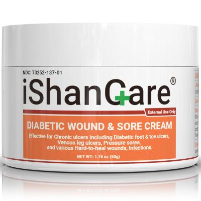 iShanCare Diabetic Wound Ulcer Cream - First Aid Healing Ointment, Natural Protective Ointment for Leg & Foot Ulcers, Venous Ulcers, Bed Sores, Pressure Sores and Septic Wounds