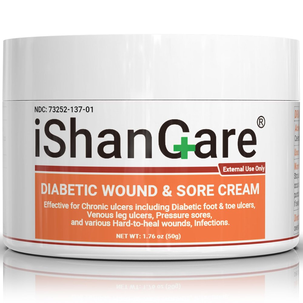 iShanCare Diabetic Wound Ulcer Cream - First Aid Healing Ointment, Natural Protective Ointment for Leg & Foot Ulcers, Venous Ulcers, Bed Sores, Pressure Sores and Septic Wounds