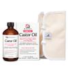 Pure Castor Oil Pack Kit, Large Hexane-Free Cold-Pressed in Glass Bottle with Adjustable Reusable Organic Cotton Wrap for Detox and Wellness (1 of Each) by M3 Naturals view 1