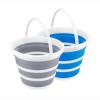 2 Pack Collapsible Buckets 10L 2.6 Gallon Cleaning Bucket Mop Bucket Folding Foldable Portable Small Plastic Water Supplies for Outdoor Garden Camping Fishing Car Wash Space Saving Grey and Blue view 1