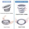 2 Pack Collapsible Buckets 10L 2.6 Gallon Cleaning Bucket Mop Bucket Folding Foldable Portable Small Plastic Water Supplies for Outdoor Garden Camping Fishing Car Wash Space Saving Grey and Blue view 3