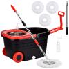 Spin Mop and Bucket with Wringer Set on Wheels, 360 Spinning Mop Bucket System with 3 Microfiber Mop Replacement Heads and 61" Stainless Steel Adjustable Handle for Floor Cleaning (25QT) view 1
