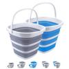 2 Pack Collapsible Buckets 10L 2.6 Gallon Cleaning Bucket Mop Bucket Folding Foldable Portable Small Plastic Water Supplies for Outdoor Garden Camping Fishing Car Wash Space Saving Square Grey Blue view 1