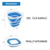 2 Pack Collapsible Buckets 10L 2.6 Gallon Cleaning Bucket Mop Bucket Folding Foldable Portable Small Plastic Water Supplies for Outdoor Garden Camping Fishing Car Wash Space Saving Square Grey Blue view 2