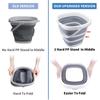 2 Pack Collapsible Buckets 10L 2.6 Gallon Cleaning Bucket Mop Bucket Folding Foldable Portable Small Plastic Water Supplies for Outdoor Garden Camping Fishing Car Wash Space Saving Square Grey Blue view 3