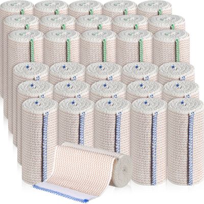 30 Pcs Elastic Bandage Wrap Compression Bandage with Self Closure Washable Reusable Elastic Bandage for Sports Sprains Injuries (4 Inch, 6 Inch in Width)