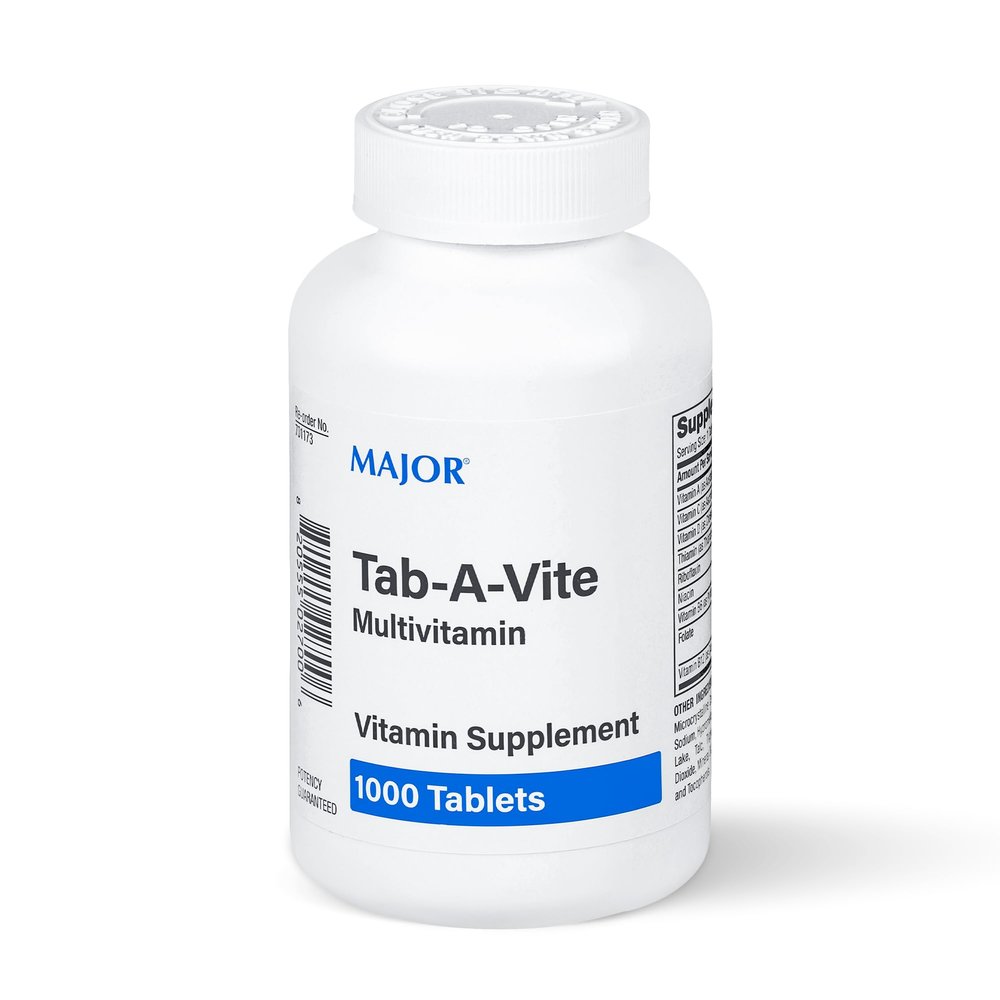 MAJOR Tab-A-Vite Multivitamin Tablets - Gluten-Free Multivitamin for Adults, Supports Overall Health, Multimineral Supplement, 1000 Count