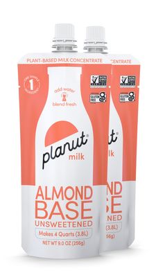 Almond Milk Base - Concentrated Almond Milk from Planut- 100% Whole Nuts - Makes 4 Quarts - Keto-Friendly, Paleo, Gluten-Free, Vegan - Blend Fresh Almond Milk in Seconds, Dial Up and Down the Creaminess (2 Pack)