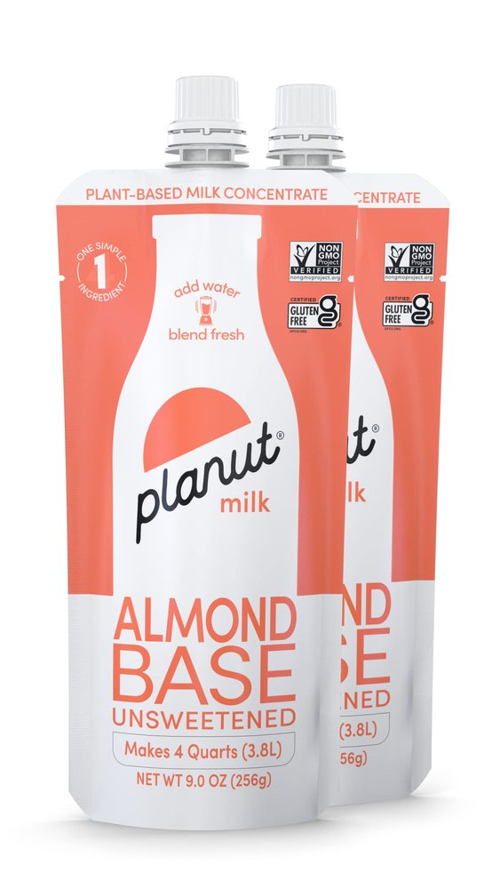 Almond Milk Base - Concentrated Almond Milk from Planut- 100% Whole Nuts - Makes 4 Quarts - Keto-Friendly, Paleo, Gluten-Free, Vegan - Blend Fresh Almond Milk in Seconds, Dial Up and Down the Creaminess (2 Pack)