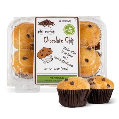 DIJAS Natural Foods Plant-Based 36-Vegan Mini Muffins ONLY $0.97-oz! Natural and Preservative Free Ingredients, Delicious Snack and Breakfast (36 Muffins) (Chocolate Chip)