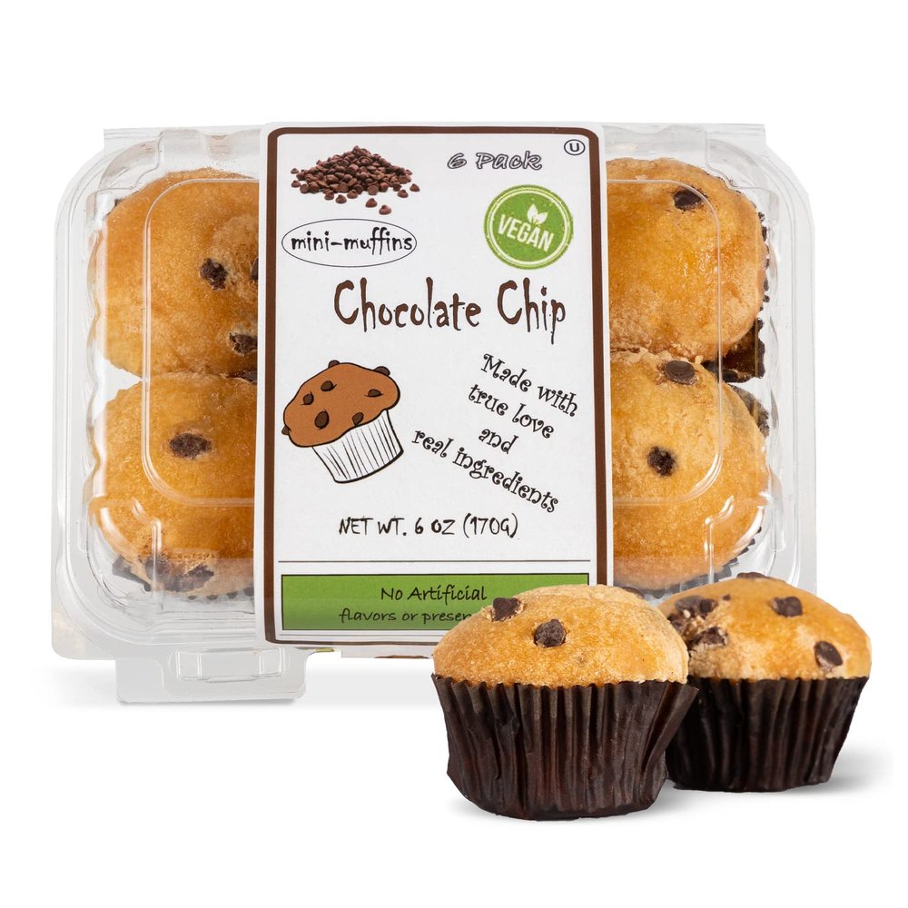 DIJAS Natural Foods Plant-Based 36-Vegan Mini Muffins ONLY $0.97-oz! Natural and Preservative Free Ingredients, Delicious Snack and Breakfast (36 Muffins) (Chocolate Chip)