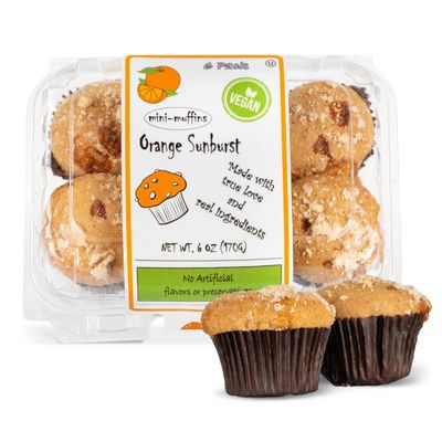 DIJAS Natural Foods Plant-Based 36-Vegan Mini Muffins ONLY $0.97-oz! Natural and Preservative Free Ingredients, Delicious Snack and Breakfast (36 Muffins) (Orange Sunburst)