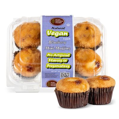 DIJAS Natural Foods Plant-Based 36-Vegan Mini Muffins ONLY $0.97-oz! Natural and Preservative Free Ingredients, Delicious Snack and Breakfast (36 Muffins) (Blueberry)