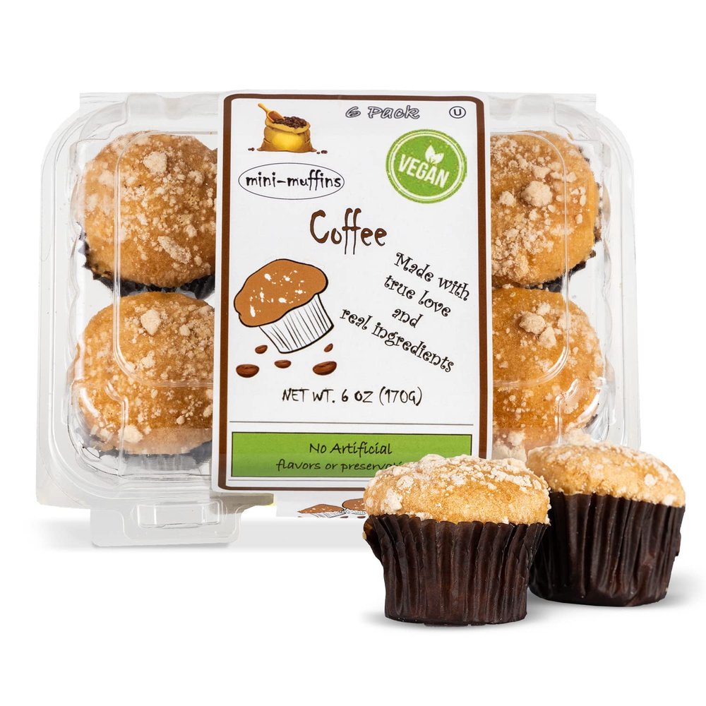 DIJAS Natural Foods Plant-Based 36-Vegan Mini Muffins ONLY $0.97-oz! Natural and Preservative Free Ingredients, Delicious Snack and Breakfast (36 Muffins) (Coffee Cake)