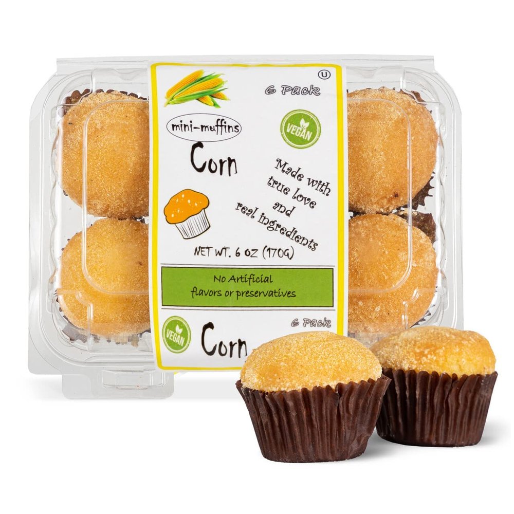 DIJAS Natural Foods Plant-Based 36-Vegan Mini Muffins ONLY $0.97-oz! Natural and Preservative Free Ingredients, Delicious Snack and Breakfast (36 Muffins) (Corn)