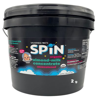 Wilderness Poets SPiN, Organic Almond Milk Concentrate (Unsweetened) - Make Almond Milk or Non-Dairy Creamer for Coffee, Tea, Lattes, Smoothies and Vegan Desserts (272 Ounce - 17 Pound)