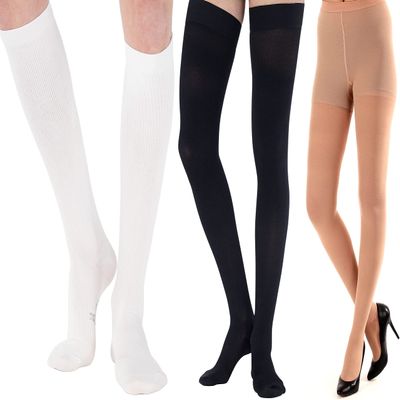 (3 Pairs) ABSOLUTE SUPPORT Made in USA - Compression Socks for Nurses and Pregnant Women 20-30mmHg with Circulation - Cotton Knee Hi for Men & Woman 20-30mmHg with Closed Toe - White & Black & Beige