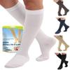(3 Pairs) ABSOLUTE SUPPORT Made in USA - Compression Socks for Nurses and Pregnant Women 20-30mmHg with Circulation - Cotton Knee Hi for Men & Woman 20-30mmHg with Closed Toe - White & Black & Beige view 2