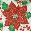 Festive Poinsettia Christmas Tree Wired Holiday Ribbon - 4" x 10 Yards, Cream Ribbon, Red & Green Flowers, Gold Glitter, Garland, Wreath, Bows, Fundraiser, Arts and Crafts view 2