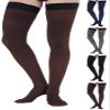 (3 Pairs) Made in USA - Circulating Dress Compression Socks 20-30 mmHg for Women & Men - Knee Hi Firm Support Stockings for Nursing Travel Flight Work - White & Brown & Black view 4