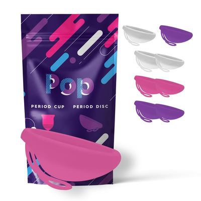 Pop Menstrual Disc | Reusable Period Disc | Medical-Grade Silicone | Tampon, Pad, and Cup Alternative | Capacity of 6 Super Tampons (Small, Pink)