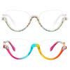 2pcs half frame Transition Photochromic Bifocal Reading Glasses for Women Cat Eye Bling Rhinestone reading Glasses (2PCS-rainbow&clear rainbow, 2, multiplier_x) view 4