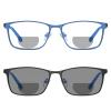 2pcs Transition Photochromic Rectangular Frame Bifocal Reading Glasses for Men Women Clear Sunglasses Readers (2PCS-black&blue, 1.5, multiplier_x) view 1