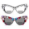 2pcs Oversized Transition Photochromic cat eye Bifocal Reading Glasses For Women rhinestones Reader Sunglasses (2PCS-c1&c2, 1.5, multiplier_x) view 1