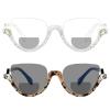 2pcs half frame Transition Photochromic Bifocal Reading Glasses for Women Cat Eye Bling Rhinestone reading Glasses (2pcs-flower&AB, 4, multiplier_x) view 1