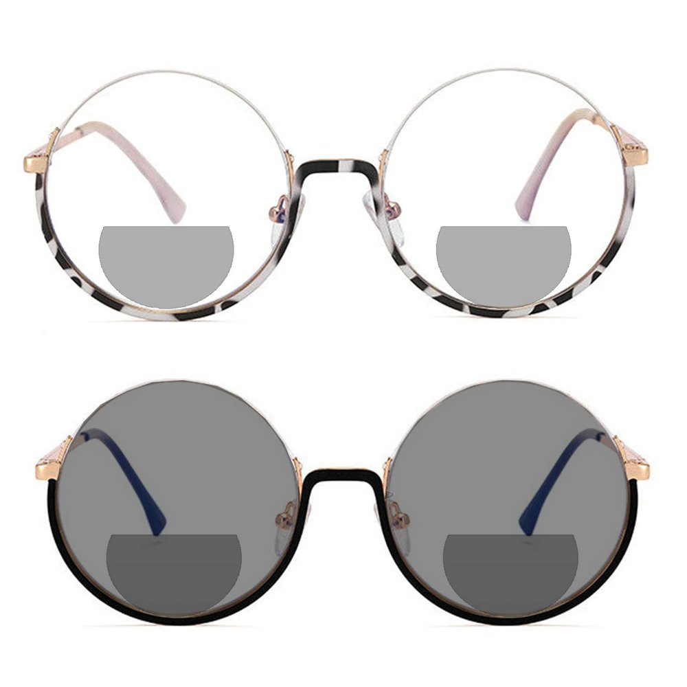 2pcs outdoors Transition Sunglasses Photochromic Bifocal Reading Glasses Women Men Fashion Readers Sunglasses (2PCS-black&leopard, 4, multiplier_x)