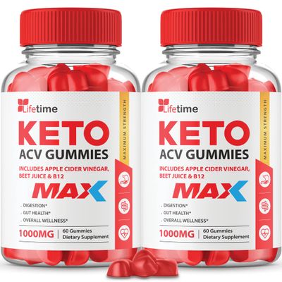(2 Pack) Lifetime Keto Max Gummies - Official Formula, Vegan, Non GMO - Lifetime Keto Plus acc Gummies, Life Time Gummies with Lifetime Gummies , Vitamin B12, Beet Root, Pomegranate (60 Gummies)
